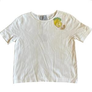 NWT LIV Milano Beaded Lemon Short Sleeve Knit Shirt Size Medium